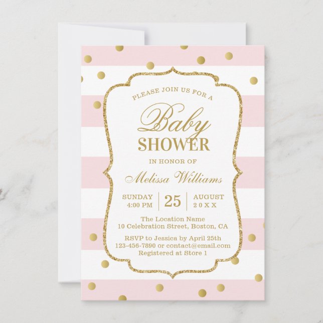 Elegant Modern Guld Rosa Baby Shower-inbjudan Inbjudningar (Framsida)
