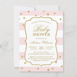 Elegant Modern Guld Rosa Baby Shower-inbjudan Inbjudningar