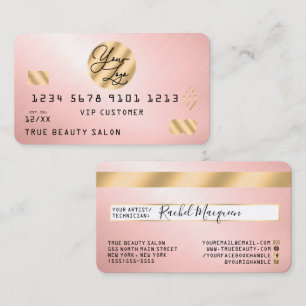 Elegant Modern Guld Rosa Metallic Kredit Card Logo Visitkort