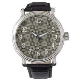 Elegant Modern Guld Rutor Diamanter Kakel Mönster Armbandsur