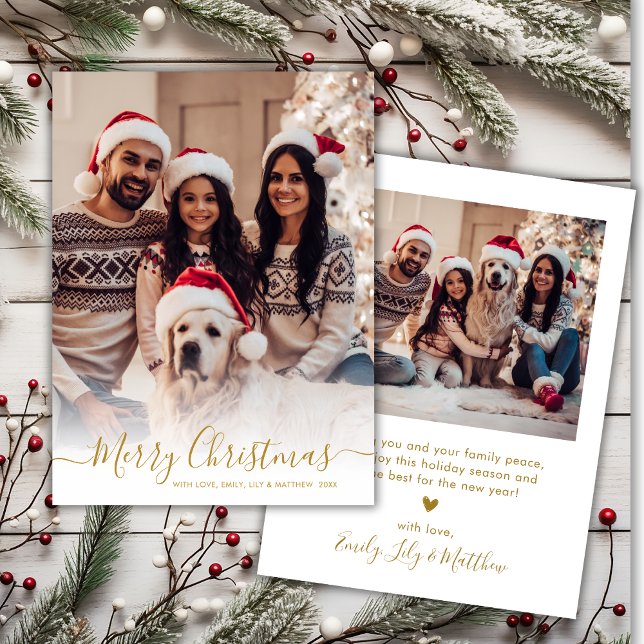 Elegant Modern Guld Script 2 - fotojul Julkort (Skapare uppladdad)