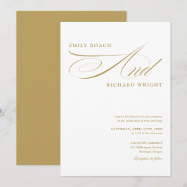 Elegant Modern Guld Script Bröllop Inbjudningar