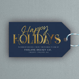 Elegant Modern Guld Script Business Corporate Blue Presentetikett