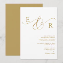 Elegant Modern Guld Script Monogram Bröllop