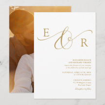 Elegant Modern Guld Script Monogram Foto Bröllop