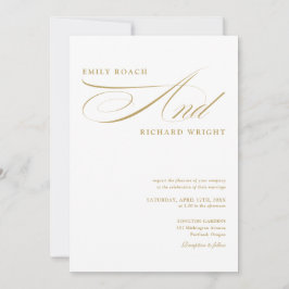 Elegant Modern Guld Script QR-kod Bröllop Inbjudningar