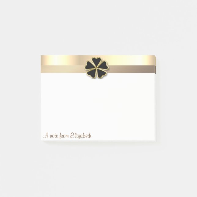 Elegant Modern Guld Shamrock - Personlig Post-it Block (Framsida)