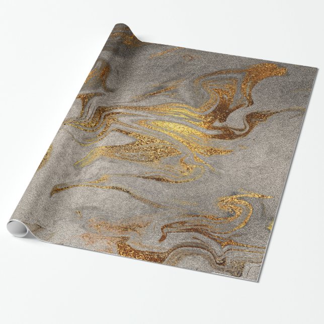 Elegant modern guld silvermarmor look presentpapper (Utrullad)