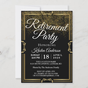 Elegant Modern Guld Sparkles Pension Party Inbjudningar