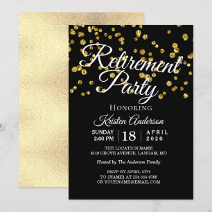 Elegant Modern Guld Sparkles Pension Party Inbjudningar