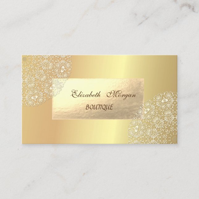 Elegant Modern, Guld, Spets Visitkort (Framsida)