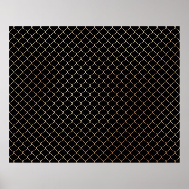 Elegant Modern Guld Staket Kedja Mönster | Poster (Framsidan)