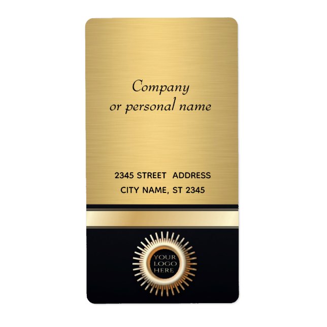 Elegant modern guld / svart Lägg till logotyp Fraktsedel (Framsidan)