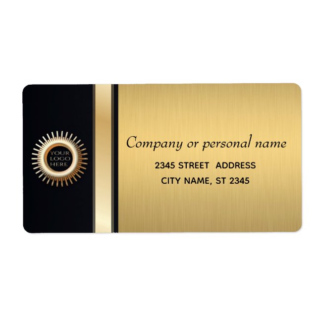 Elegant modern guld / svart Lägg till logotyp Fraktsedel (Framsidan)