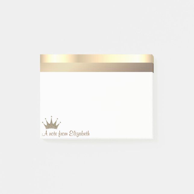 Elegant Modern Guld Tiara - Personlig Post-it Block (Framsida)