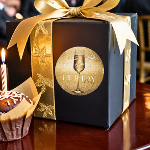 Elegant Modern Guld Vuxen Birthday Surprise Party Runt Klistermärke