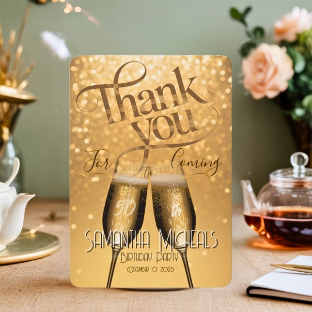 Elegant Modern Guld Vuxen Birthday Surprise Party Tack Kort (Skapare uppladdad)
