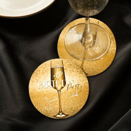Elegant Modern Guld Vuxen Birthday Surprise Party Underlägg Papper Rund