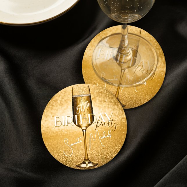 Elegant Modern Guld Vuxen Birthday Surprise Party Underlägg Papper Rund (Skapare uppladdad)