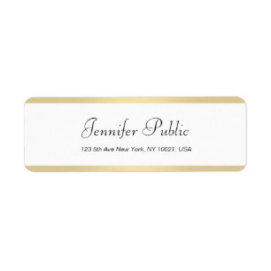 Elegant Modern Guld White Chic Hand-skript - enkel Returadress Etikett