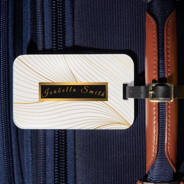 Elegant Modern Guld White Löv Line Collection Bagagebricka (Framsida Insitu 4)