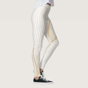 Elegant Modern Guld White Löv Line Collection Leggings