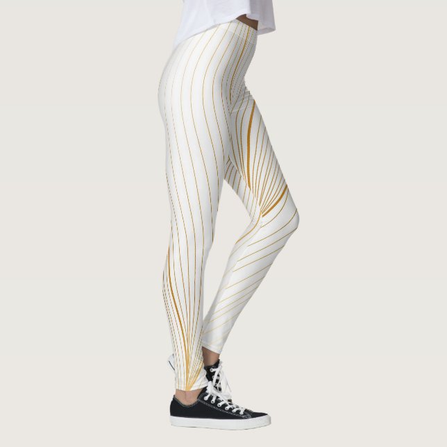 Elegant Modern Guld White Löv Line Collection Leggings (Höger)