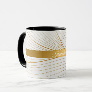Elegant Modern Guld White Löv Line Collection Mugg