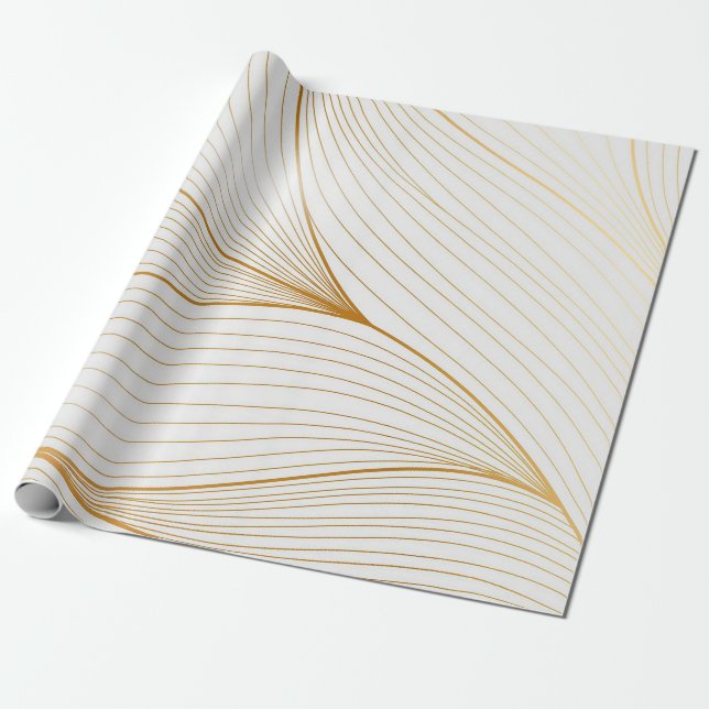 Elegant Modern Guld White Löv Line Collection Presentpapper (Utrullad)