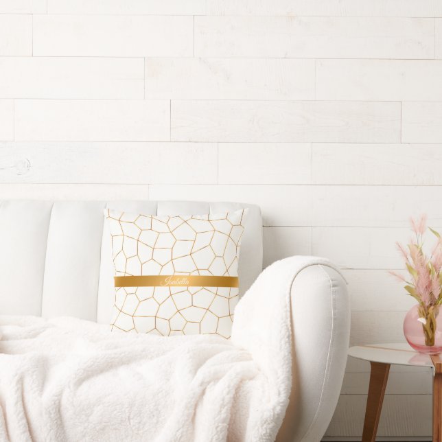 Elegant Modern Guld White Stached Glass Collection Kudde (Soffa)