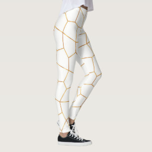 Elegant Modern Guld White Stached Glass Collection Leggings