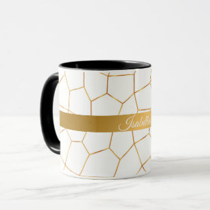 Elegant Modern Guld White Stached Glass Collection Mugg