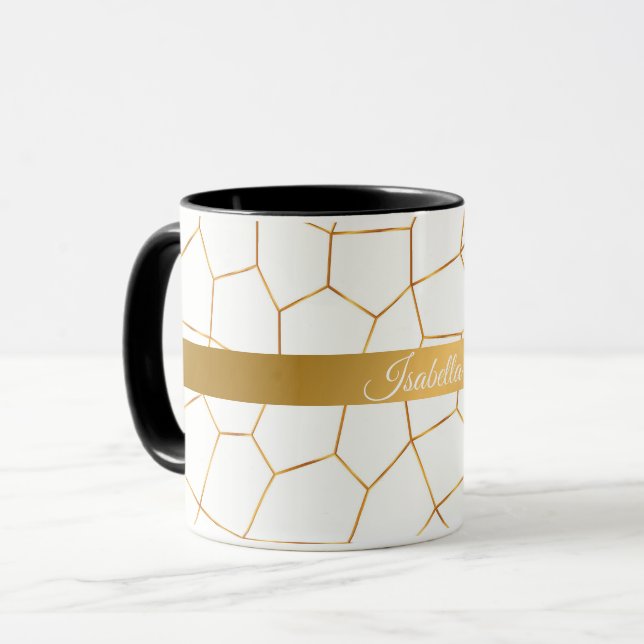 Elegant Modern Guld White Stached Glass Collection Mugg (Framsida vänster)