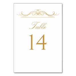 Elegant Modern Guld & White Swirl-skript Bröllop Bordsnummer