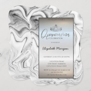 Elegant modern guldkrona, silver marmorinbjudan inbjudningar