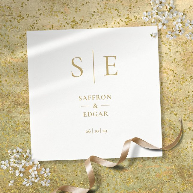Elegant Modern Guldmonogram Bröllop Pappersservett (Elegant Modern Gold Monogram Wedding Napkins)