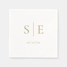 Elegant Modern Guldmonogram Datum Minimalistisk