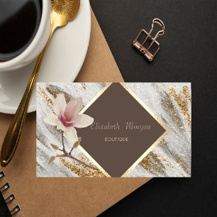 Elegant Modern, Guldram, Glitter, Magnolia Visitkort