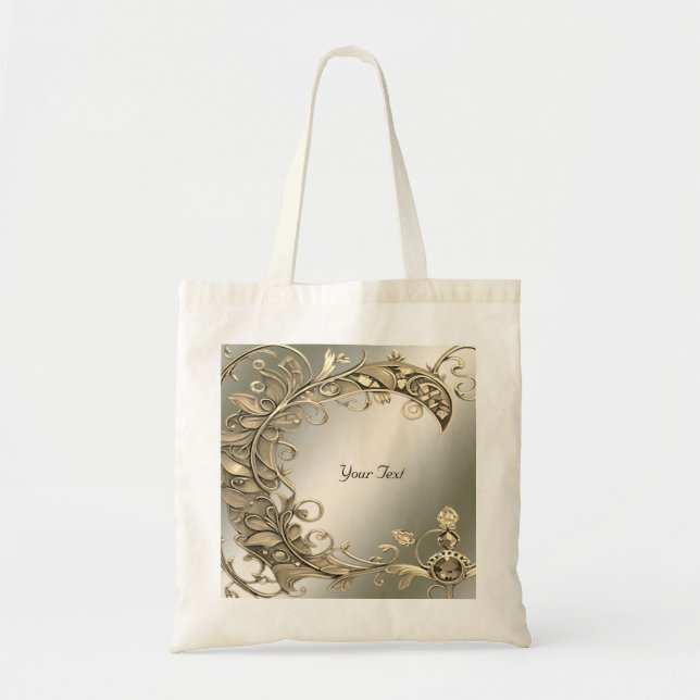 Elegant modern guldsmyckad totebag tygkasse (Framsidan)