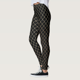 Elegant Modern Guldstaket Kedjemönster | Leggings