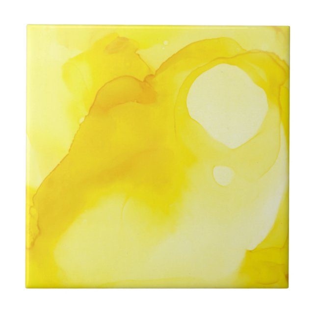 Elegant Modern Gult och Vit Abstrakt Watercolo Kakelplatta (Framsidan)
