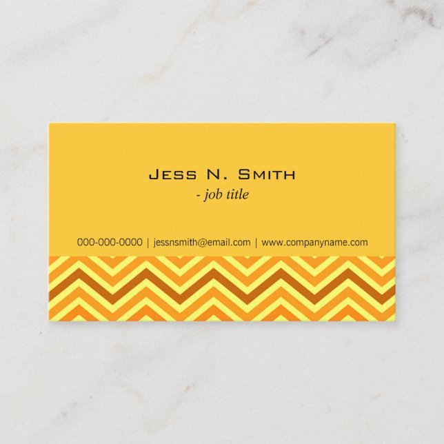 Elegant, modern, gyllene, soliga gult chevron visitkort (Framsida)