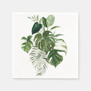 Elegant Modern Handflatan Grönt Leafy Tropical Fol Pappersservett