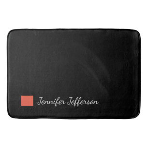 Elegant Modern Handskrift Plain Black Badrumsmatta