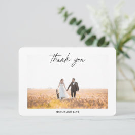 Elegant Modern handskriftsskript Bröllop Photo Th Tack Kort