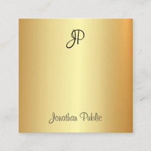 Elegant Modern handskriven mall för Monogram Guld Fyrkantigt Visitkort