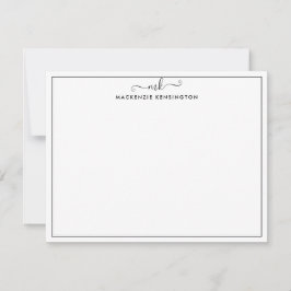 Elegant Modern handskriven Monogram Namn Anteckningskort