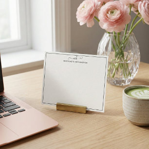 Elegant Modern handskriven Monogram Namn Anteckningskort