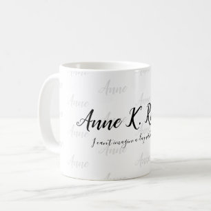 elegant modern, handskriven namn svart vit kaffemugg