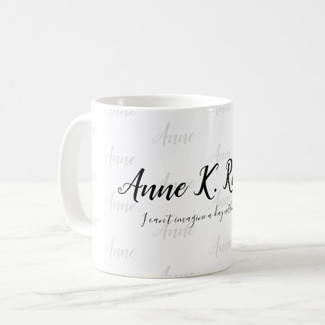 elegant modern, handskriven namn svart vit kaffemugg (Framsida vänster)